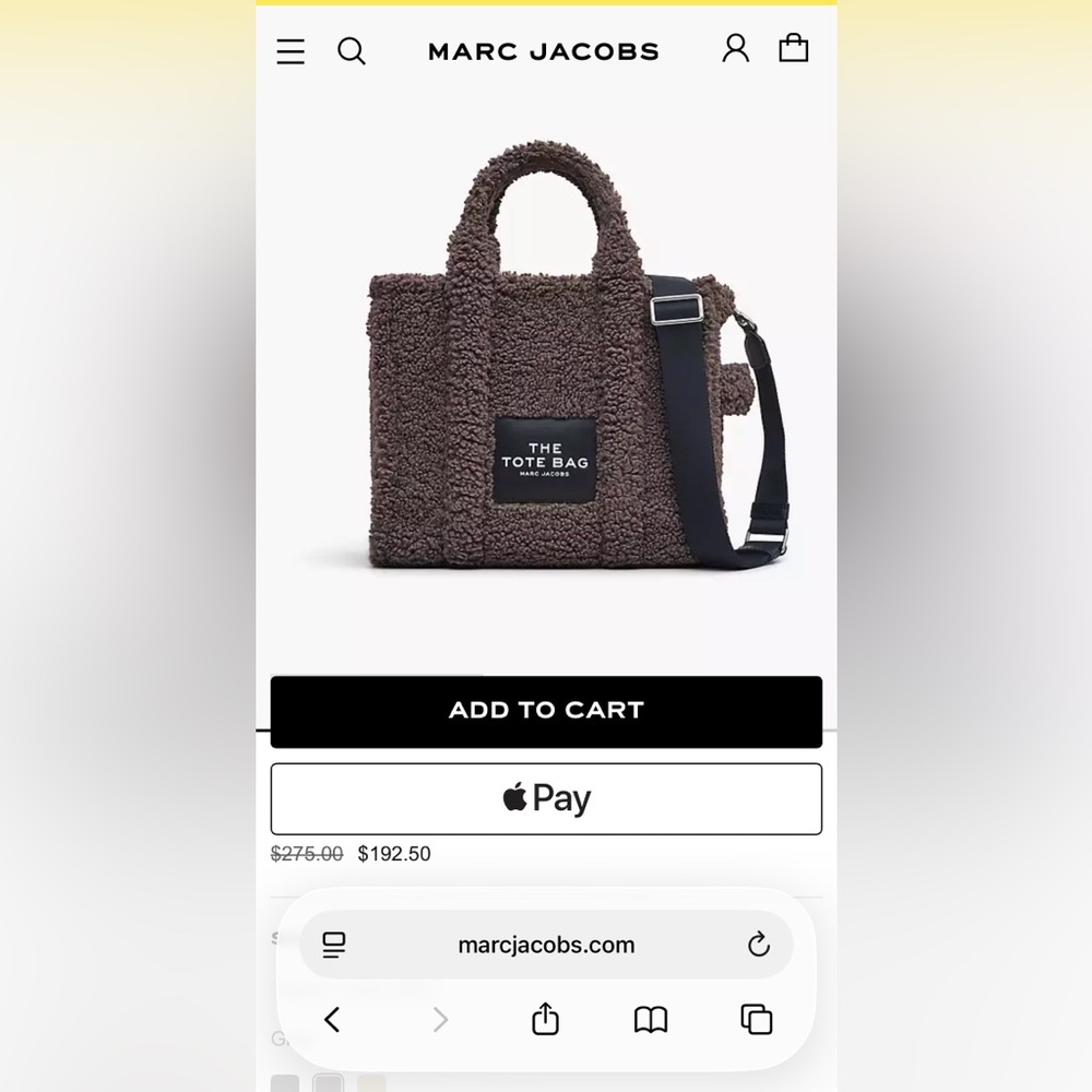 Marc Jacobs Brown Sherpa Tote Bag with Black Strap